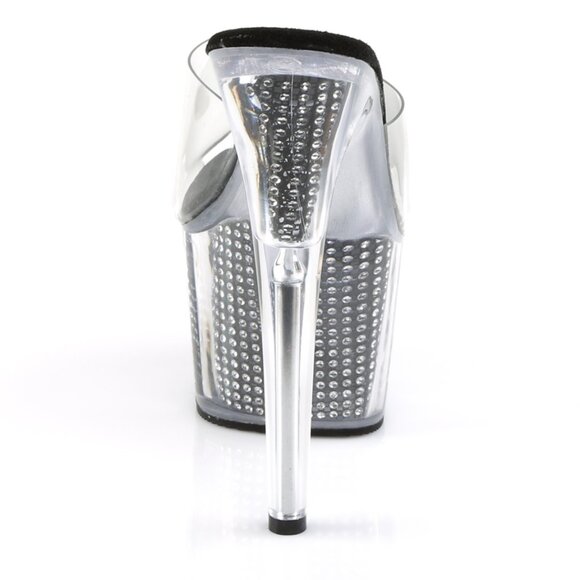 Clear Rhinestone Platform Mules with Black Footbed - Picture 4 of 5